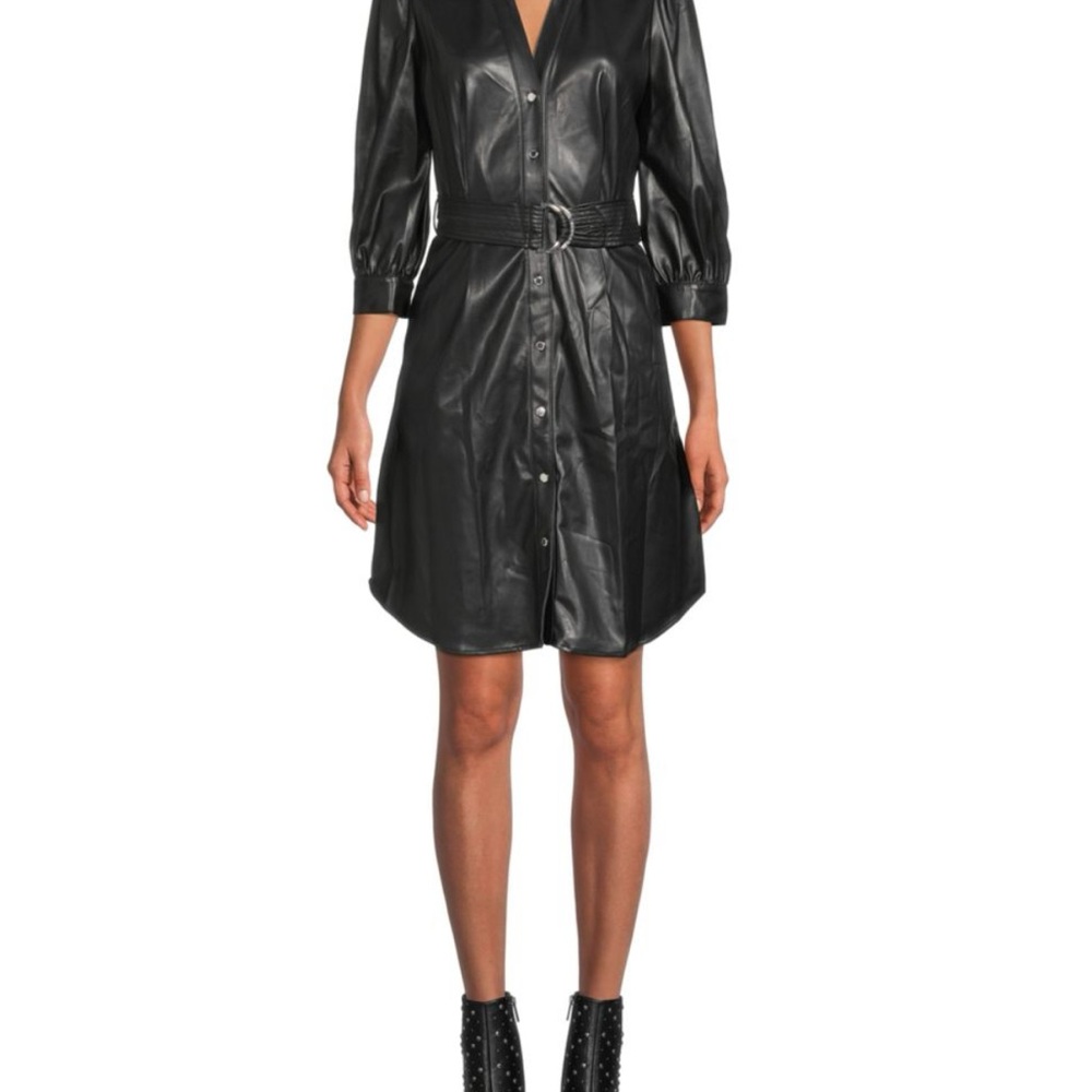 NWT Karl Lagerfeld Black Leather Jacket Dress